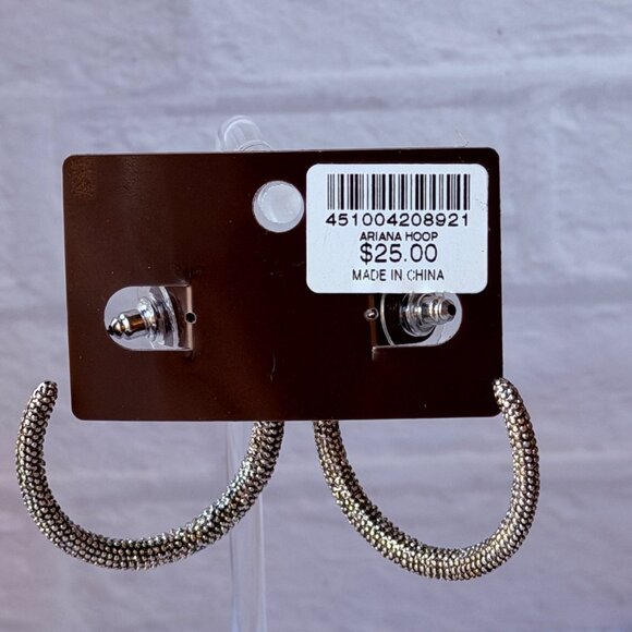 Vintage Chico’s Textured Silver Hoop Earrings Y2K Large Statement Unworn - Picture 13 of 14